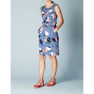 Boden Abstract Floral Knit Dress Blue, White, Pink, Black Size 8 Regular